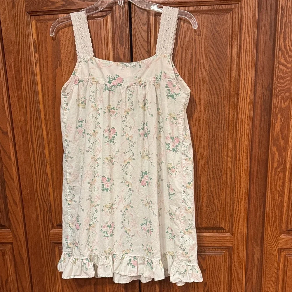 Erika Taylor Country Cottons Floral Nightgown in Cream with Pink & Green - Picture 7 of 7